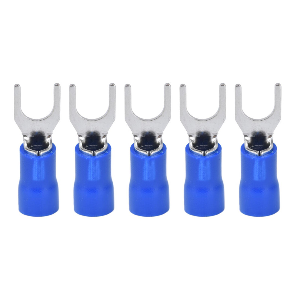 50Pcs Fork Terminals Insulated Spade U Type Wire Connector 12Â10Awg Cable Crimp Sv5.5â6 Blue 7681321800772