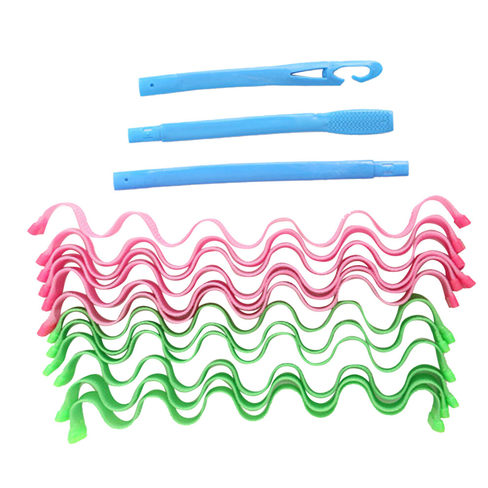 Spiral Curls Styling Kit DIY Plastic Hair Spiral Curl Styling Roller for Women Girls Extra Long Hair45cm/17.7in (12pcs)