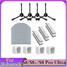22 st tvättbara filtermopp sidoborste dammpåsar för Roborock S8 Pro Ultra / S8+ / S8 robotdammsugare
