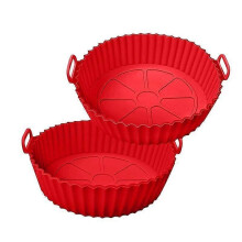 2 st non-stick säkra silikonfoder till airfryer, mattor för airfryer på 3,6 till 6,8 liter