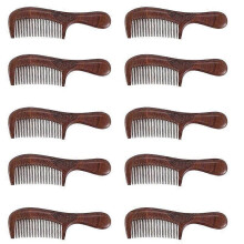 10x Unisex Sandelhout Kam Vrouwen Mannen Thuis Reizen Hout Antistatische Fijne Tanden Kam Houten Handvatten