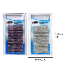 Pestañas con purpurina 0.15mm C Curl 12mm Plateado Morado