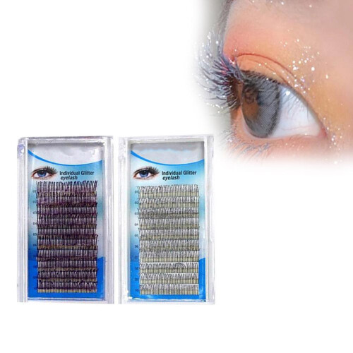 Ciglia Glitter 0.15mm C Curl 12mm Argento Viola 2