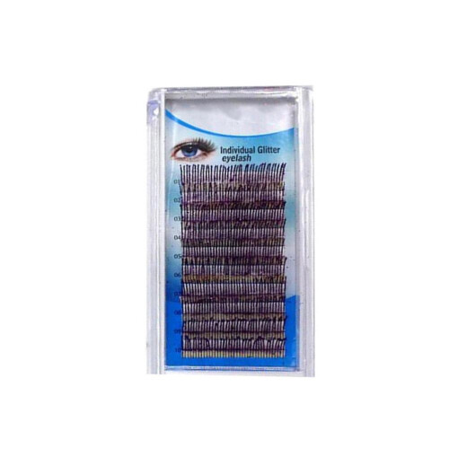 Ciglia glitter 0,15 mm curva C 12 mm argento e viola 1