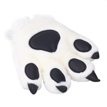 Guanti artiglio di animale in peluche per costumi da tigre, per cosplay e Halloween, bianco