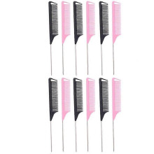 12 stuks scheidingskam voor vlechten, toupeerkammen met roestvrijstalen pintail voor haarstyling en