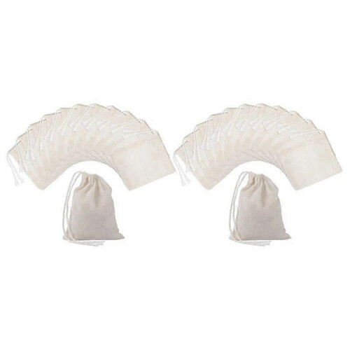 200 bolsas de muselina de algodón con cordón para preparar té (10 x 7,6 cm)