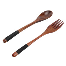 Juego de cucharas y tenedores japonés de haya de 22,5 cm - natural