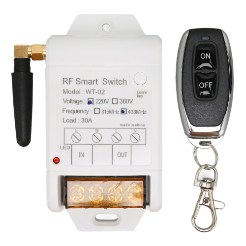 433MHz 30A Interruptor RF Inalámbrico ABS 220V Receptor 1