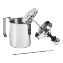 Mousseur à lait double maille en acier inoxydable 500 ml, pichet à mousser le lait avec stylo, pour