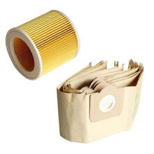 5x Stofzak 1x Filter voor KARCHER WD3 Premium WD 3.300 M WD 3.200 WD3.500 P 6.959-130 Stofzuiger