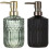 Lot de 2 distributeurs de savon vides en verre de 400 ml, noir et vert 1