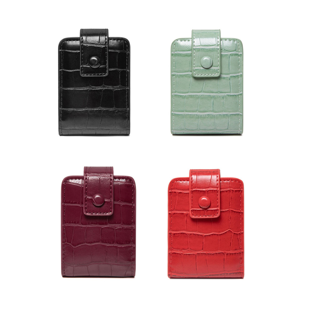 Red/Black Portable Lipstick Case With Mirror For Purse Pu Leather Lipstick Organizer Fits 3 Lipsticks Makeup Pouch For Travel