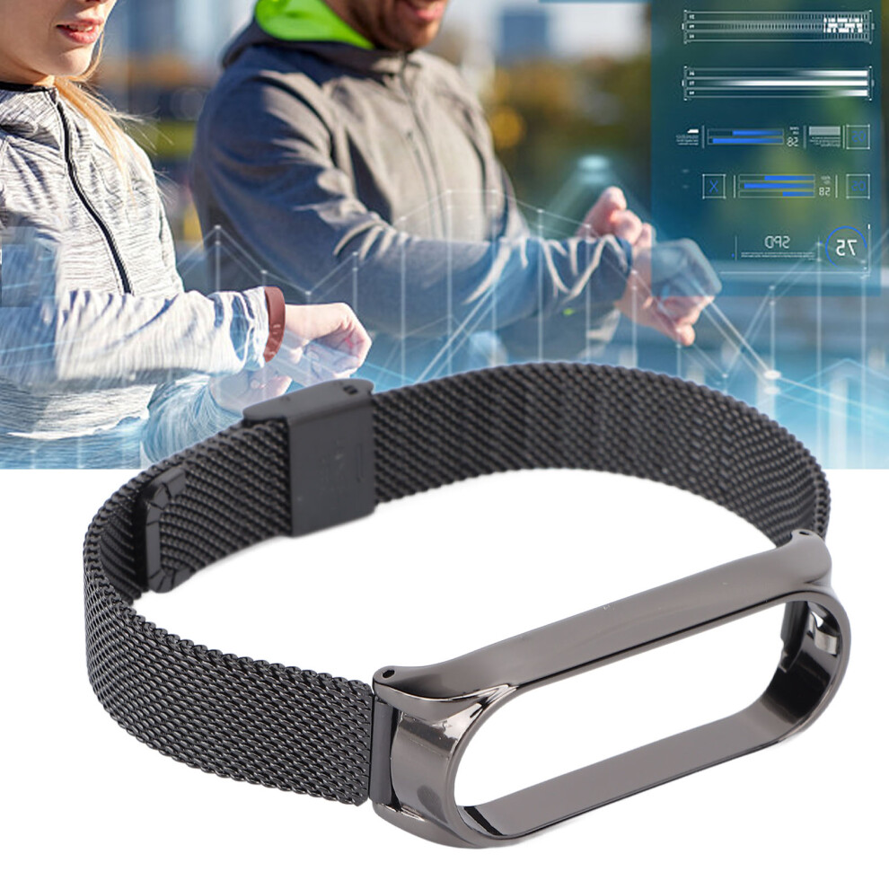 Metal Band Compatible For Xiaomi Mi Band 6 Smartwatch Replacement Steel Strap Bracelet Wristband Accessoriesblack 6911321810602