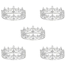 5X Royal King Crown per uomo - Corone e tiare da principe in metallo, cappelli rotondi per feste di