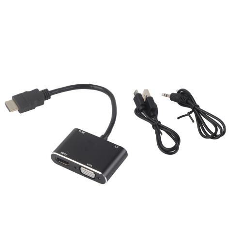 Convertitore HDMI a VGA 4K per PC, adattatore nero in ABS 1