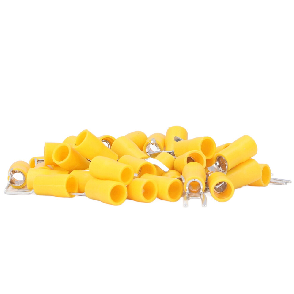 50Pcs Fork Terminals Insulated Spade U Type Wire Connector 12Â10Awg Cable Crimp Sv5.5â4 Yellow 6911321812163