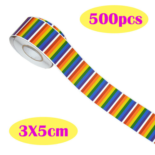 Valentines Cinta en rollo de rayas arcoíris 50x30mm 170g 2