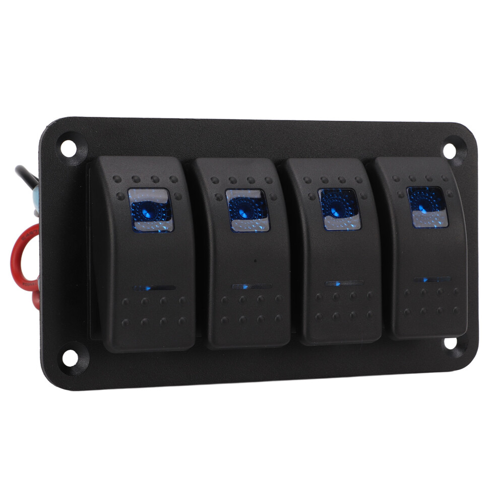 4 Gang Rocker Switch Panel Multiple Protections Led Blue Backlit Ip65 Waterproof For 12Â24V Vehicles Boats Suv Trucks 4601321814947