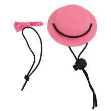 Cappello rosa per criceto & papillon, diametro 5,5 cm & corda da 30 cm