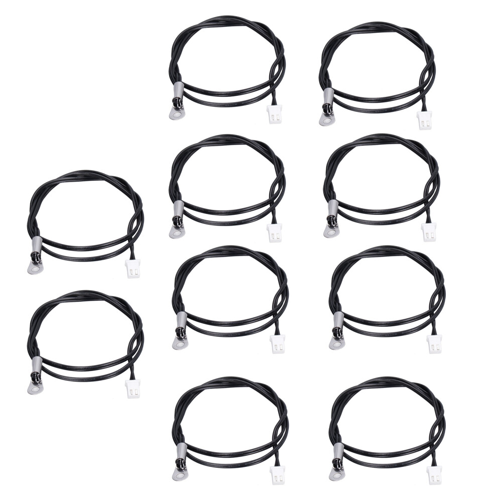 10Pcs NTC Thermistor Temperature Sensor Probe Round Lug Cold Pressed Terminal Connector 500mm10K B3435