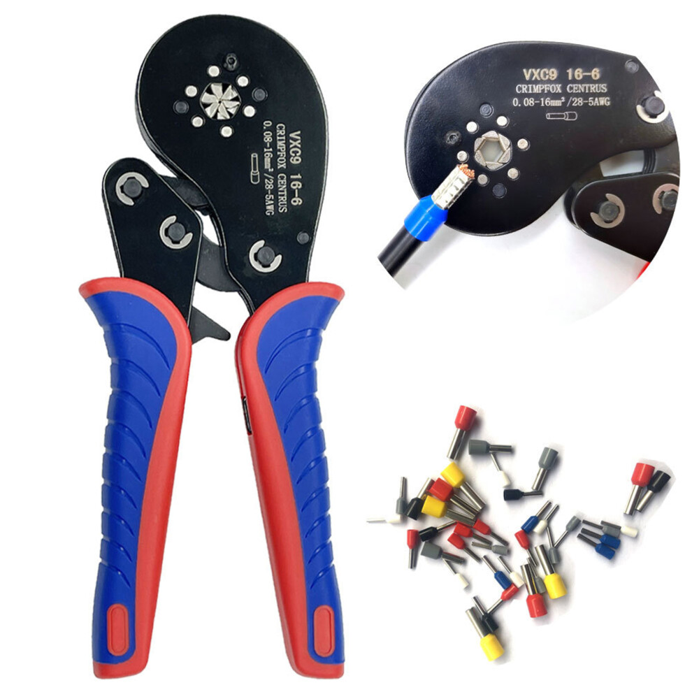 Tubular Terminal Crimping Tool 0.08-16Mmâ² (28-5 Awg) Multifunction Ratcheting Wire Crimper Pliers Ferrule Crimpers Electrician Hand Tool 4671321817699