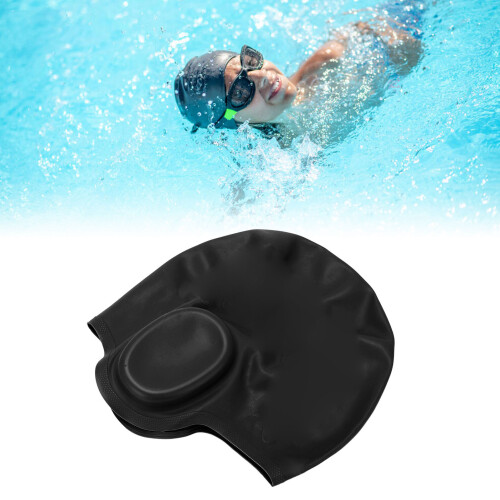 Bonnet de natation en silicone 3D élastique Pro noir