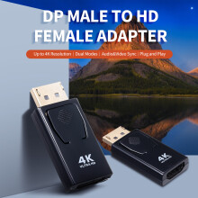 Adattatore DP maschio a femmina HD 4K 5*2.3*0.8cm Nero
