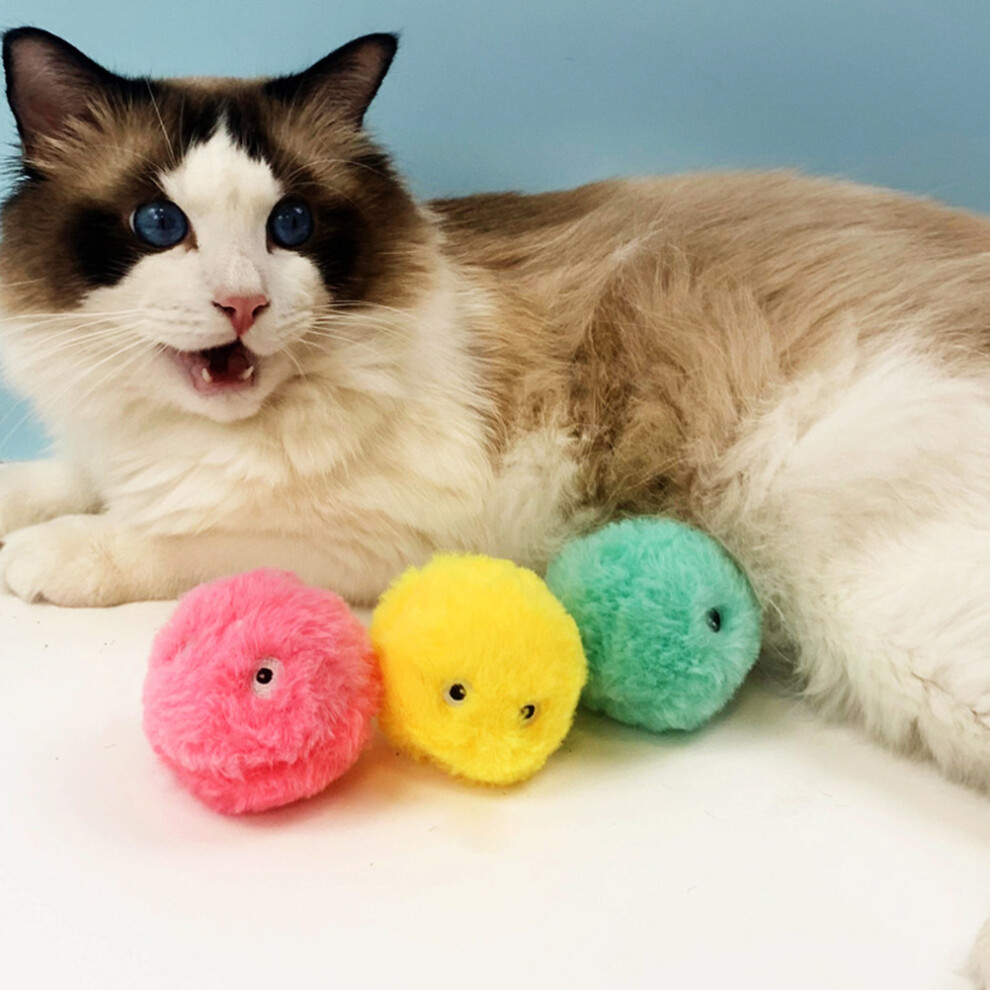 Plush Catnip Ball Cat Toy Lifelike Animal Chirping Sounds Interactive Cat Toys Soft Fluffy Plush Cat Ball Toys