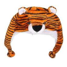 Cappello di peluche a forma di tigre 86 g taglia unica in cotone con motivo a strisce tigre