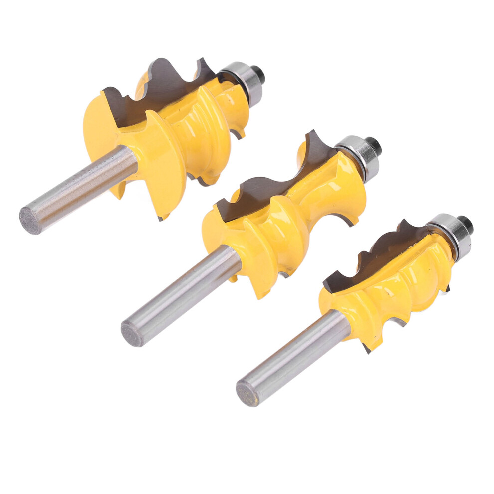 3Pcs Architectural Molding Router Bit Milling Cutter Set Woodworking Accessories 8mm Shank