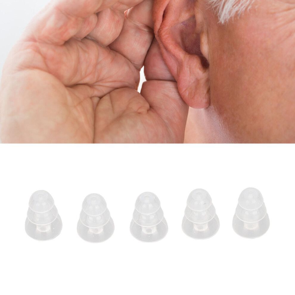 5pcs Hearing Aid Ear Tips Silicone Soft 3 Layers Replacement BTE ITE Hearing Aids Earplugs