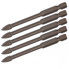 5Pcs Cross Drill Bit 1/4in Hex Shank Tile Glass Ceramic Concrete Hole Opener Hard Alloy Tool6mm