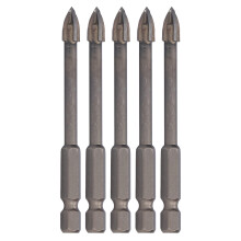 5Pcs Cross Drill Bit 1/4in Hex Shank Tile Glass Ceramic Concrete Hole Opener Hard Alloy Tool7mm