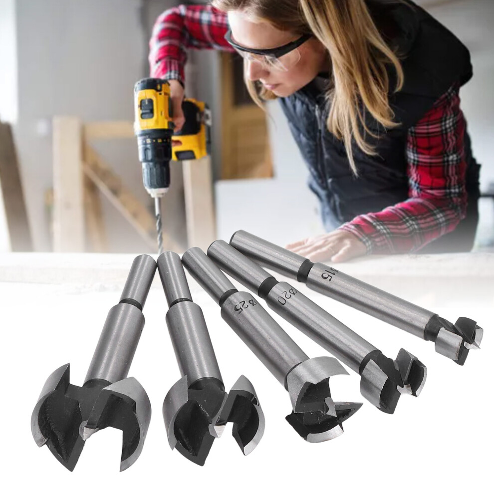 5Pcs Forstner Drill Bit Round Shank 15Mm 20Mm 25Mm 30Mm 35Mm Hole Drilling Tool Set Kit 8131321826016