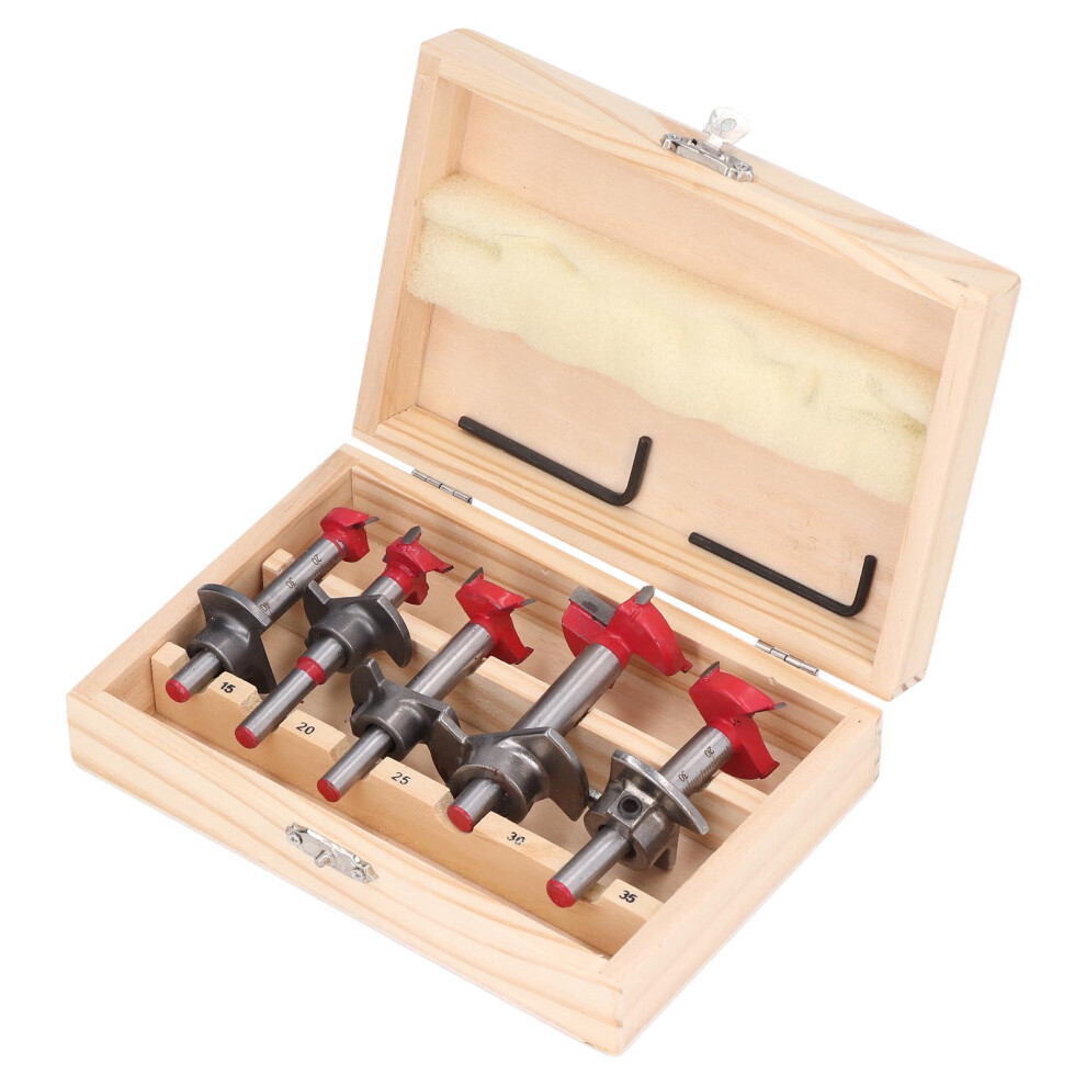 5Pcs Adjustable Forstner Drill Bit Set Tungsten Steel Titanium Coated Working Drills 15Mmâ35Mm 8281321826001