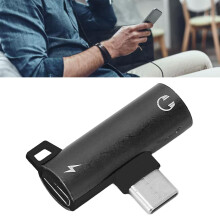 Adaptateur USB-C vers 3,5 mm pour musique et charge avec PD Fast Charge Noir 2-en-1