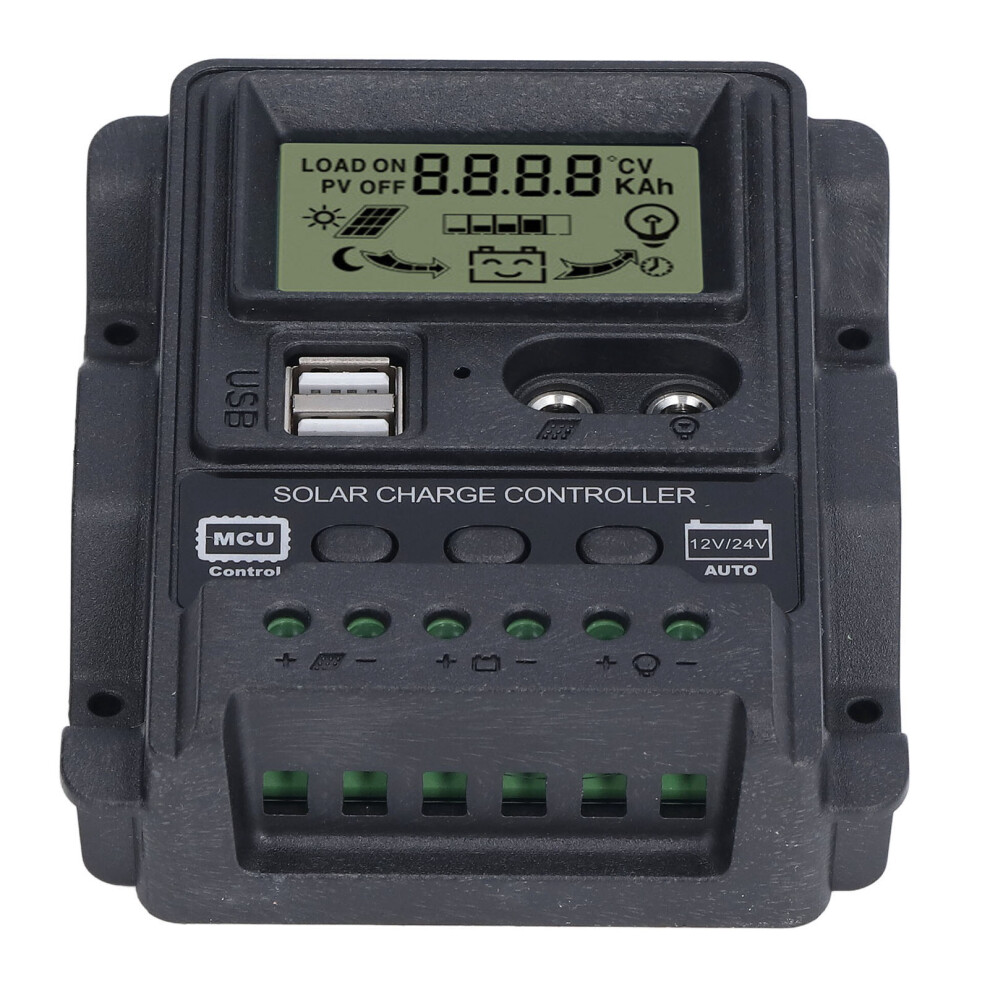Dual Usb Solar Charge Controller Abs Lcd Display Pwm Charging Controllers Light Control 12V24v10a 130W 260W 4971321830064