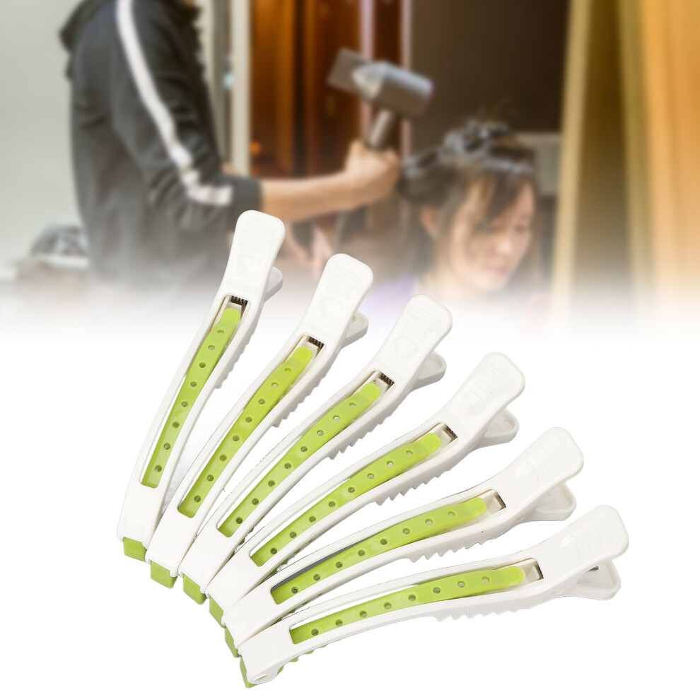 Unisex Green 6Pcs Hair Styling Clips Abs Professional Prevent Slip Hair Cutting Pins For Salon Makeup(White )