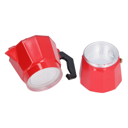 Aluminio rojo 150 ml 3 tazas cafetera moka 152 mm 2