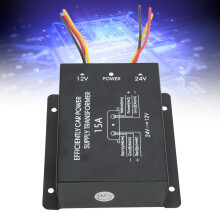 Convertitore 24V-12V 15A metallo compatto cortocircuito