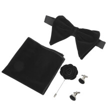 Set da 5 pezzi di fiocchi in velluto neri, con nodo a fiocco, 48x12,5 cm