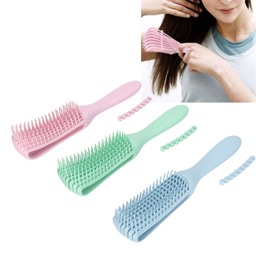 3pcs Portable Detangling Brush Hairdressing Tool with Skid Resistance Rubber Handle for Long Thick Wet Dry Hair