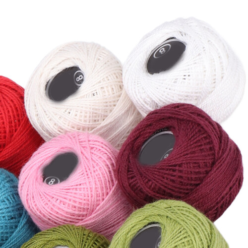16 piezas, 45 m, hilo de crochet de dos hebras, algodón, brillante 2