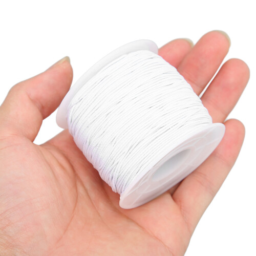 Dehnbare Nähgarn DIY Perlenkordel, 0,8 mm, 100 m, Weiß 2