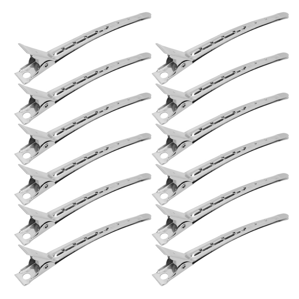 12pcs Duckbill Clip Professional Stainless Steel Home Salon Portable Hair Sectioning Clip Styling Tool