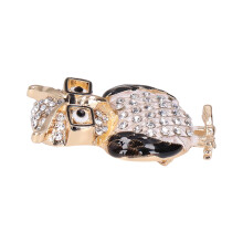 Spilla gufo con occhiali 4.5x2.8cm strass neri