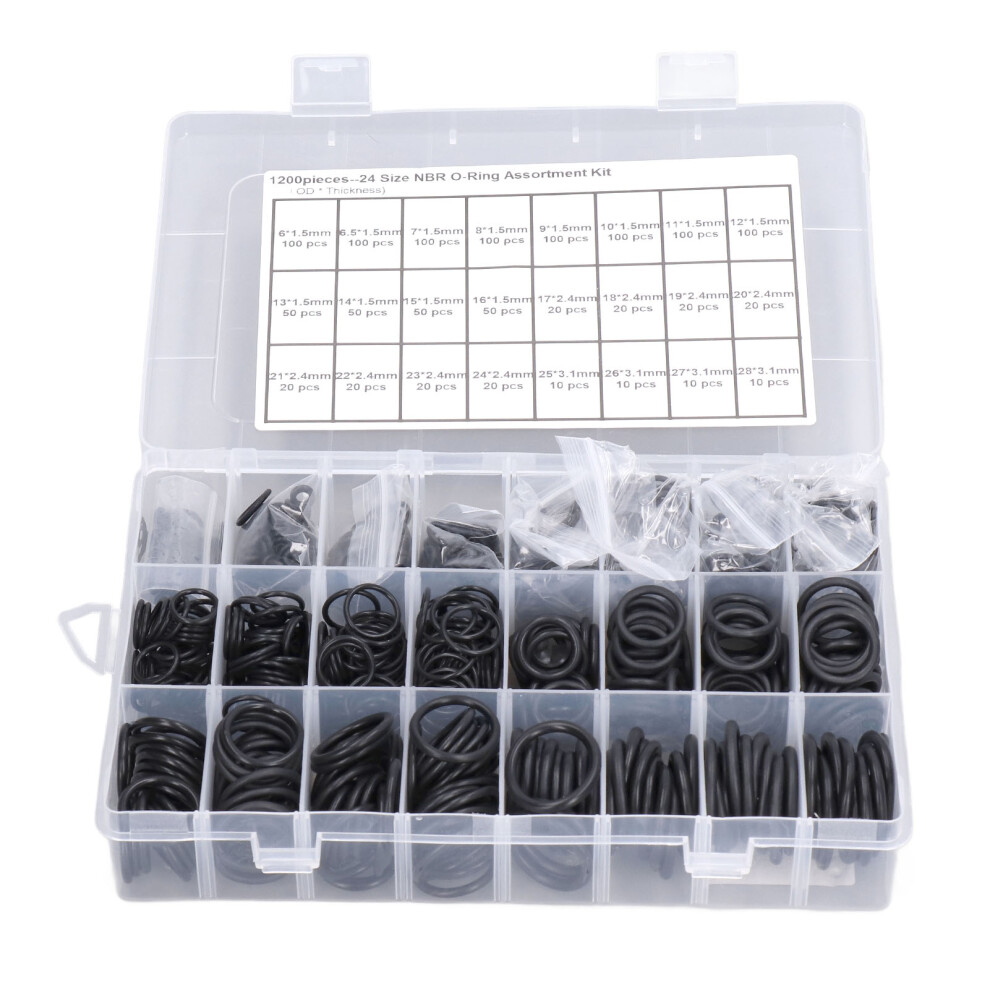 1200Pcs Nitrile Rubber Sealing Gasket Multiple Sizes O Shaped Rings Assortment Kit Black 4991321848982