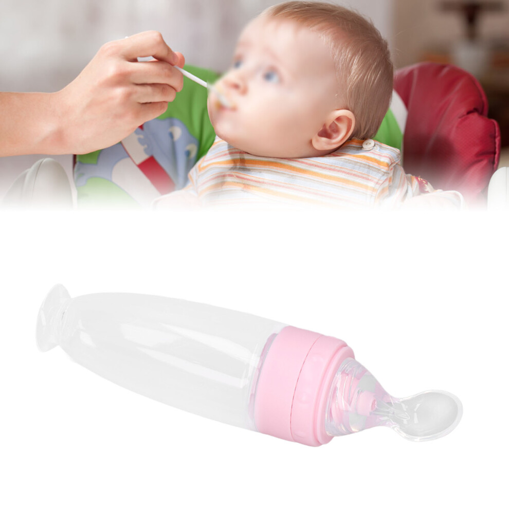 Baby Bottle Spoon Filter Cover Suction Cup Design Light Weight Portable Extrusion Type Feeding Tool for OutdoorPink