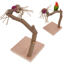Bird Playstand Wooden Chewing Claws Grinding Parrots Training Rack with Base for Cockatiel